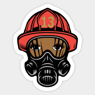 Female Firefighter In Red Helmet Sticker